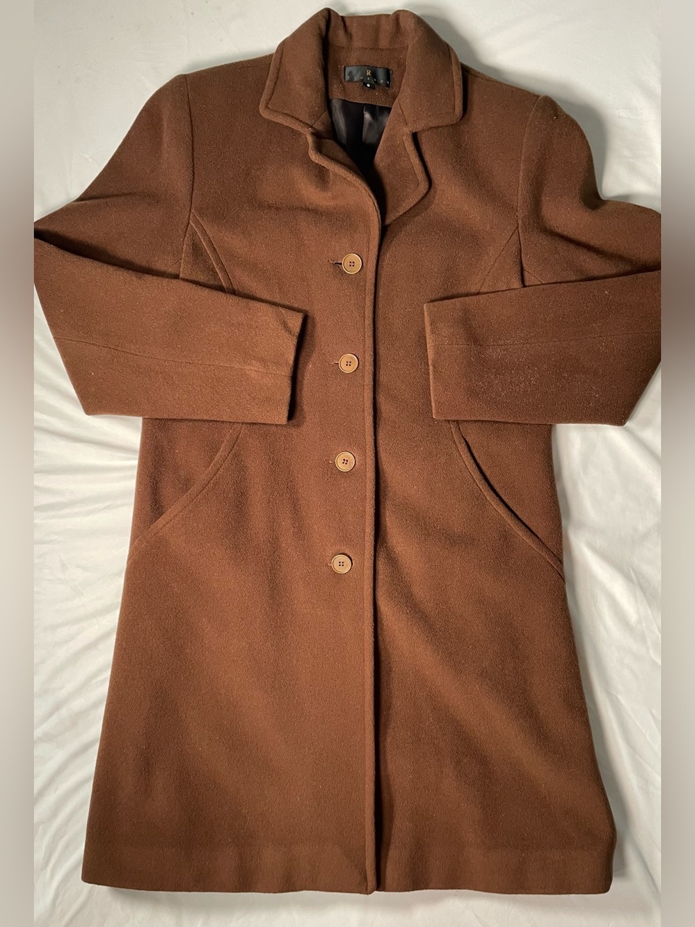 Vintage Regency Lambswool Coat Brown Single Breasted Overcoat Made in USA Size 8